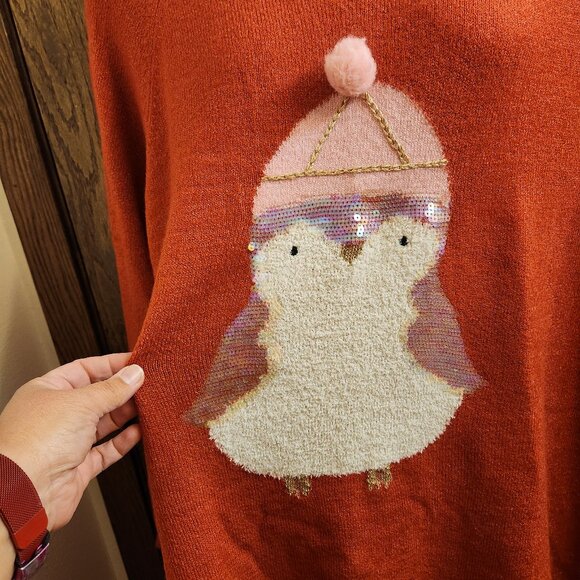 LC Lauren Conrad Sixe 3X Holiday Sequin Penguin Long Sleeve Tunic Sweater NWT - Picture 3 of 12